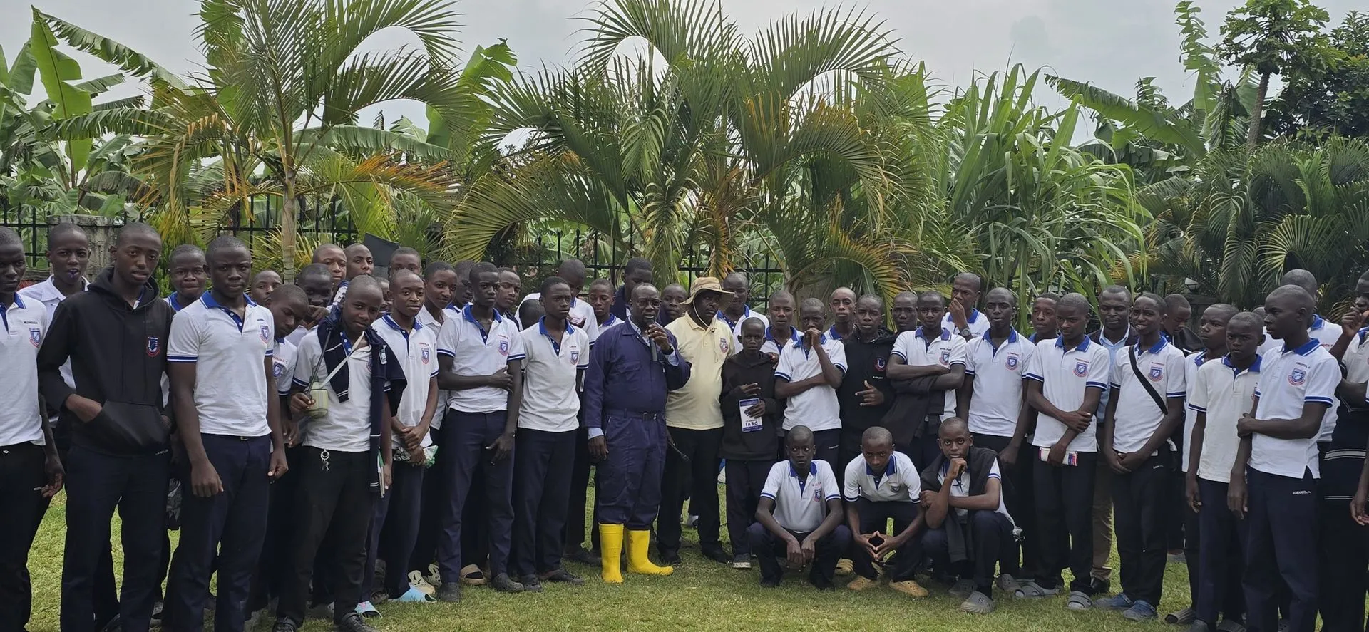 Students visiting Dynagric fish ponds in Bushenyi, Western Uganda
